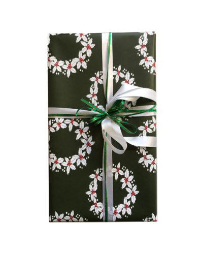 holly wreath wrapping paper