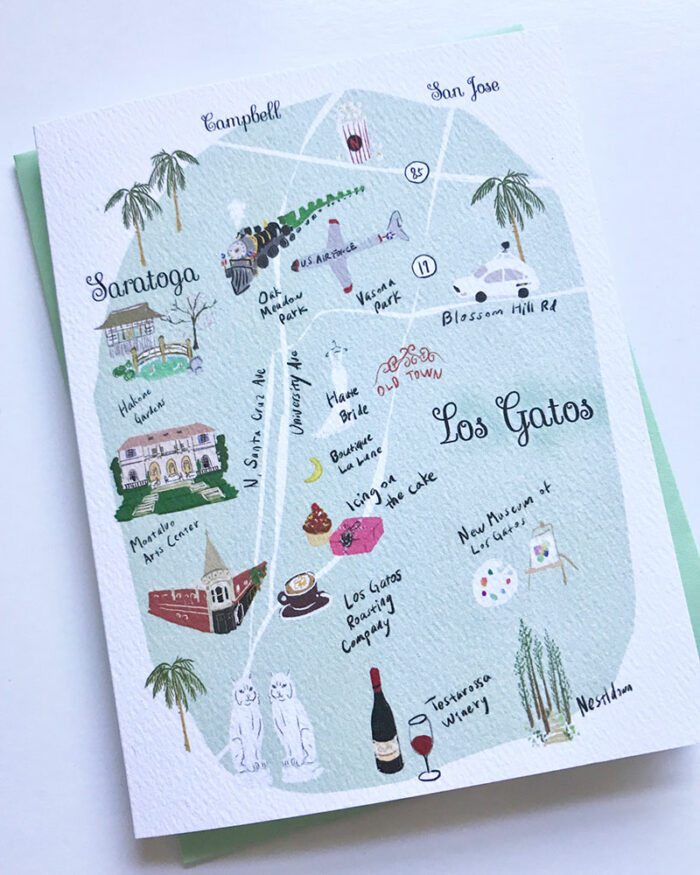 Los Gatos Map Note Card