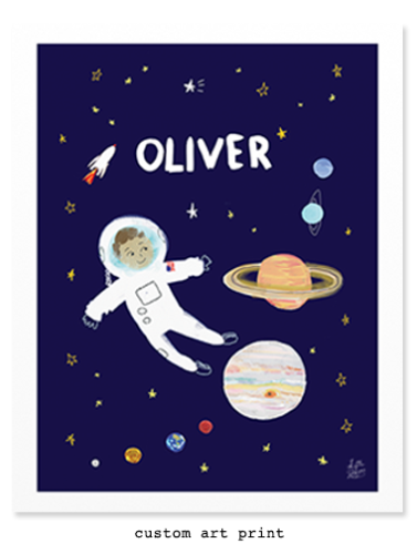 Custom Astronaut Art Print with Planets