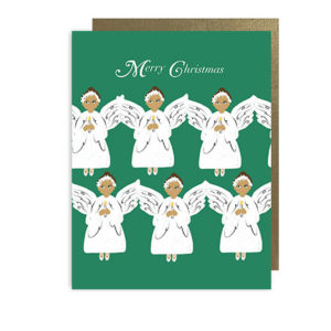 Snow Angles (dark skin color) Merry Christmas Holiday Note Card