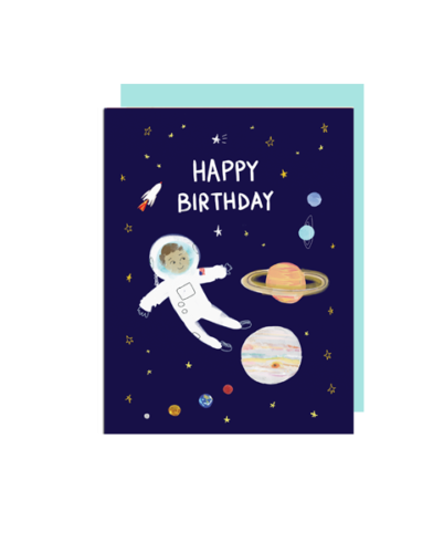 little love press astronaut happy birthday folded note card