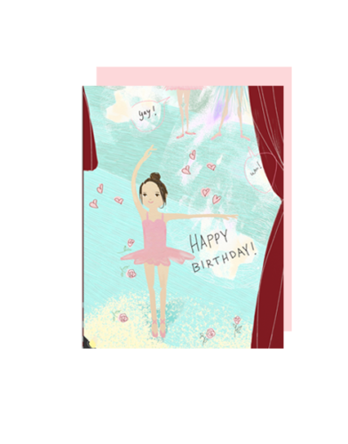 little love press ballerina happy birthday folded note card