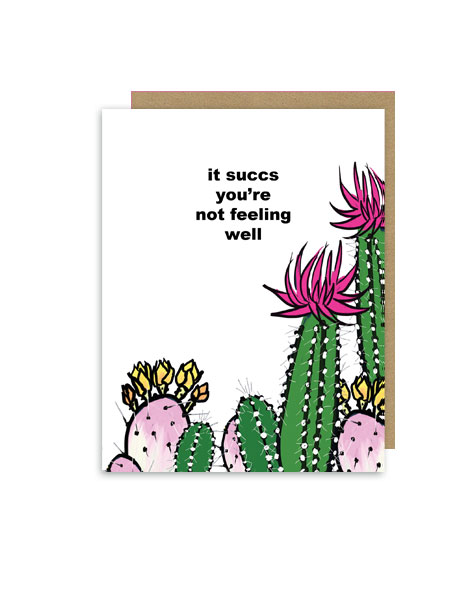 Missing You Card Sympathy Card Single Card Friendship Note Card Greeting Card Thinking Of You Note Card Succulents Card
