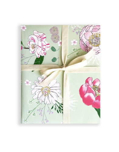 little love press camellia and peonies wrapping paper