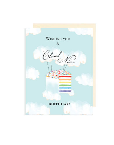 little love press cloud nine happy birthday with cake folded note card