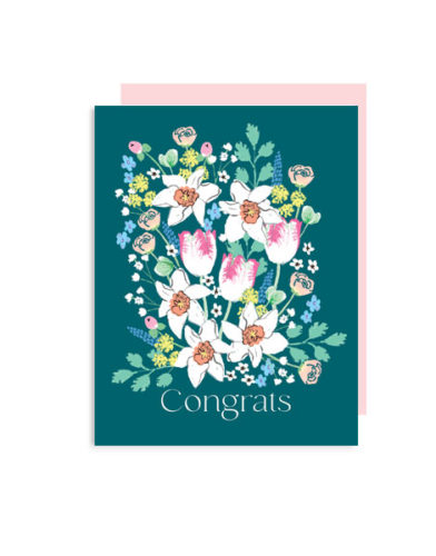 little love press congrats daffodils and tulips folded note card