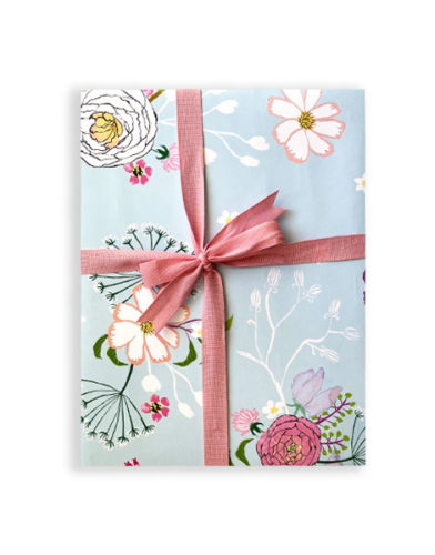 little love press cosmos and ranunculus wrapping paper