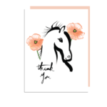 Equestrian Thank You Note Card with Poppies