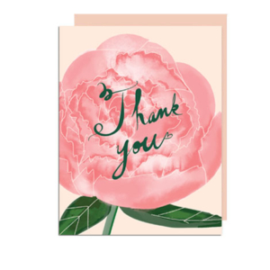Hand Illustrated Peony Thank You Folded Note Card
