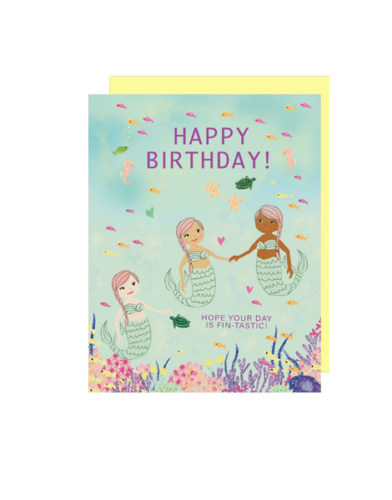 little love press little mermaids happy birthday folded note card