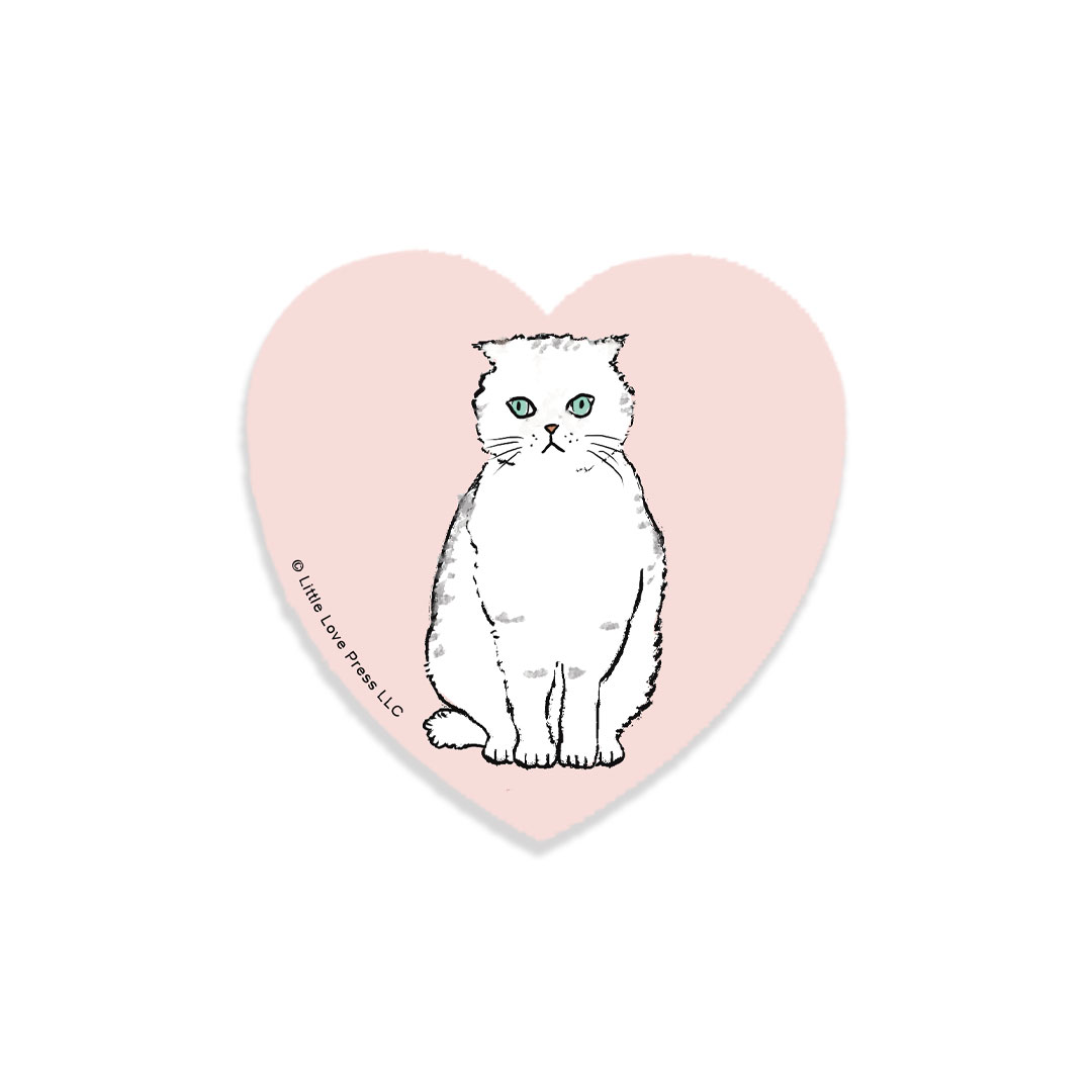 little-love-press-mini-heart-sticker-scottish-fold-cat Scottish Fold Cat Sticker - Image 1