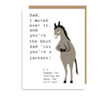 little love press muled over jackass dad folded note card