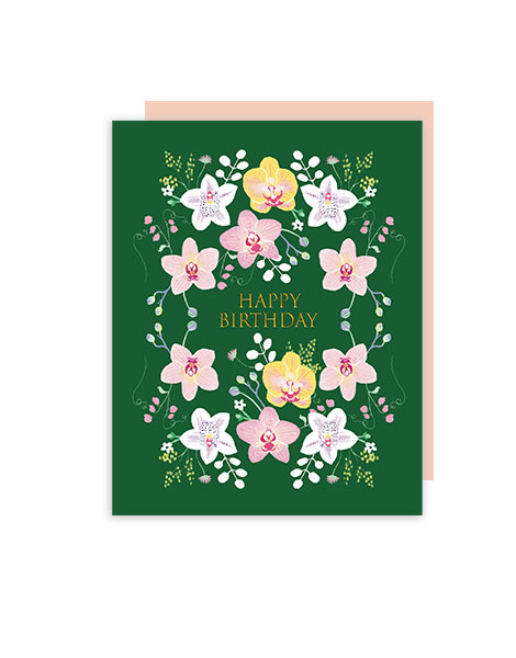 little love press orchids happy birthday card