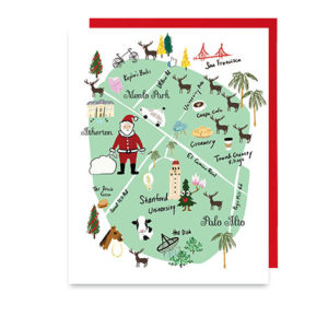 Palo Alto CA Map Holiday Note Card