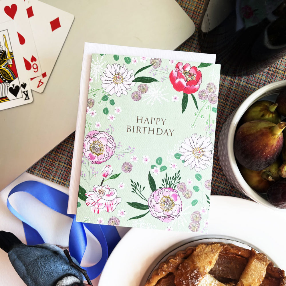 little love press peonies and camellia happy birthday card