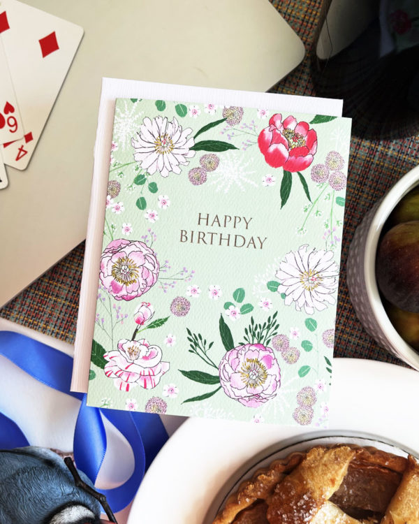 little love press peonies and camellia happy birthday card