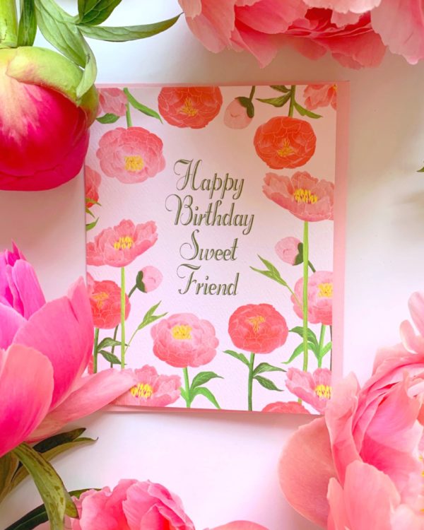 little love press peonies happy birthday card