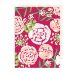 Peonies Folded Note Card with Burgundy Background