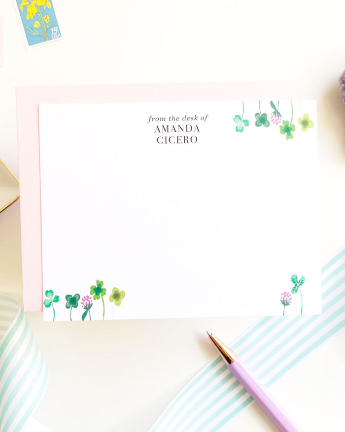 little-love-press-personalized-stationery-four-leaf-clover