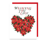 little love press poinsettia hearts holiday note card