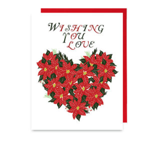 Poinsettia Hearts Holiday Note Card