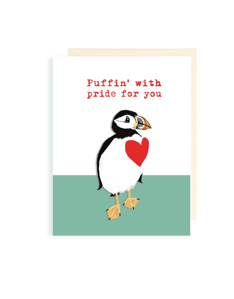 little love press puffin with pride for you greeting card