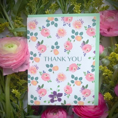 little love press hand illustrated ranunculus thank you card