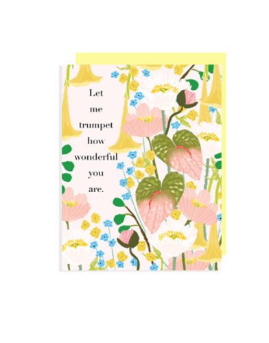 little love press Let me trumpet how wonderful you are folded note card
