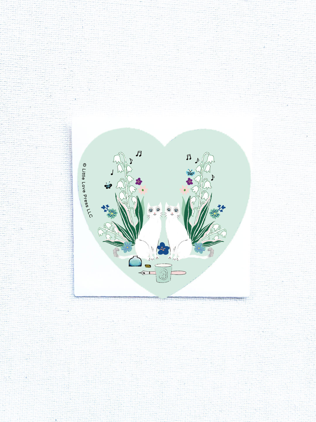 little-love-press-twin-cats-heart-flat-note-card little-love-press-twin-cats-heart-flat-note-card