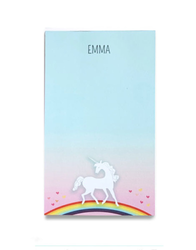 littlelovepress personalized unicorn notepad