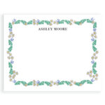 little love press personalized folk floral daisies notecard