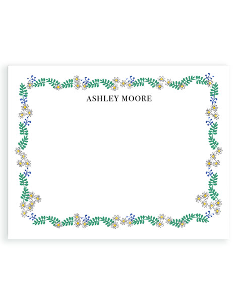 little love press personalized folk floral daisies notecard