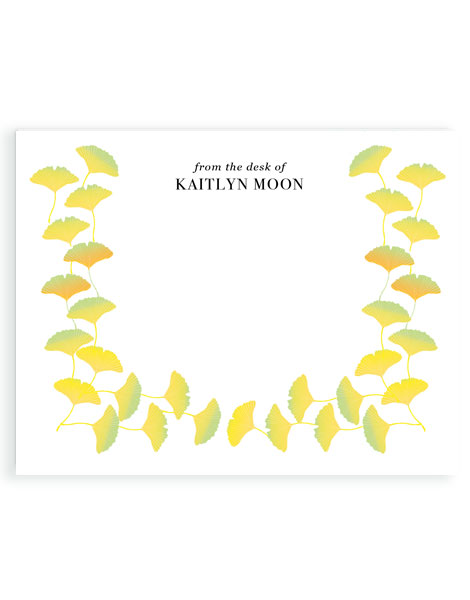 little love press personalized ginko leaves notecard