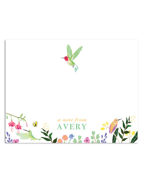 littlelovepress personalized hummingbird stationery notecard set