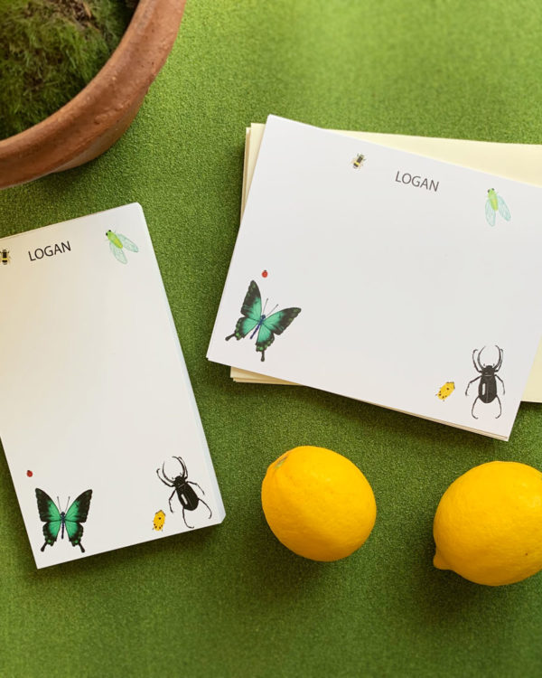 littlelovepress personalized insects notecard for kids