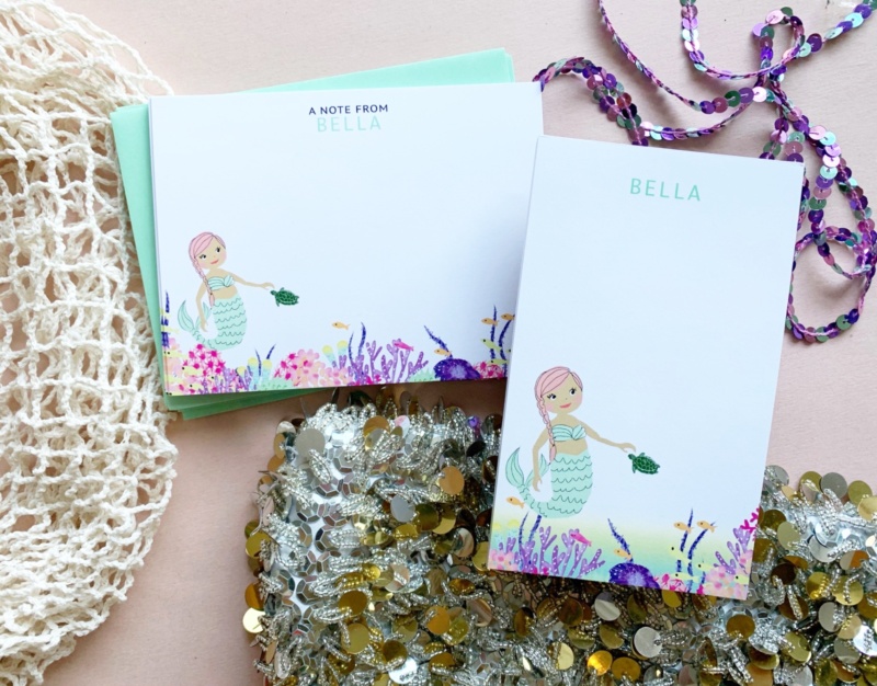 Personalized Mermaid Notecard for Kids - Little Love Press