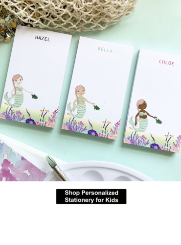 personalized mermaid stationery for kids
