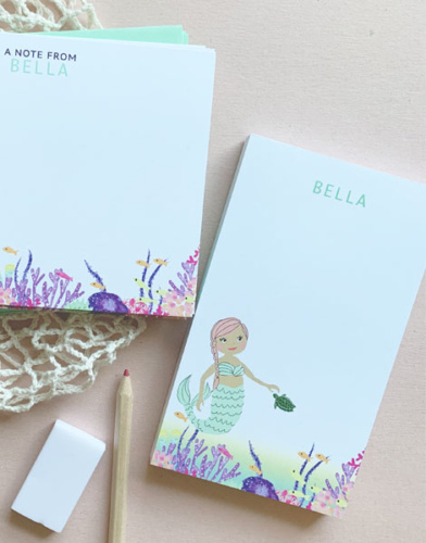 personalized mermaid notepad stationery