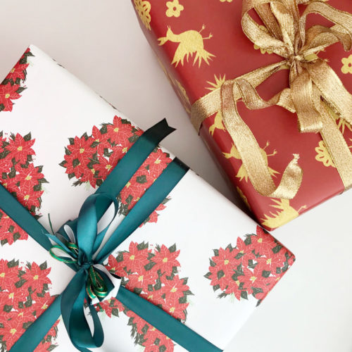 poinsettia and Otomi wrapping paper